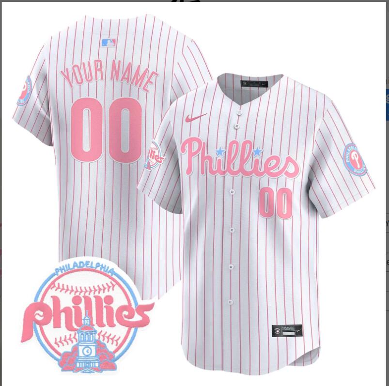 Men Philadelphia Phillies white with red strips Vapor Premier Limited Custom MLB Jersey